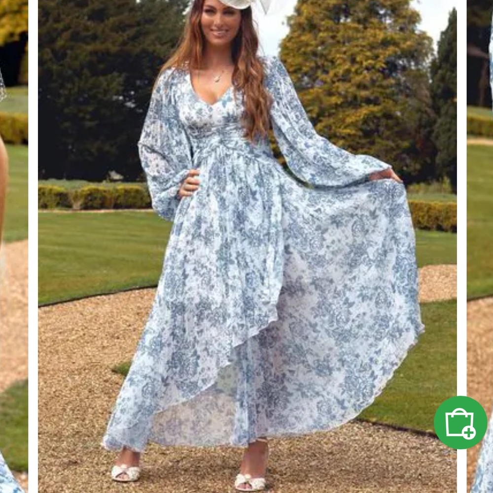 Style cheat blue and white floral luisa zissman Loni pleated midi dress …